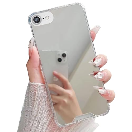 Tivenfezk Nadoli - Capa de espelho para iPhone 6/6S, espelho para meninas, mulheres, maquilhagem, parte traseira dura, transparente, suave, para-choques de TPU, ajuste fino, à prova de choques, capa