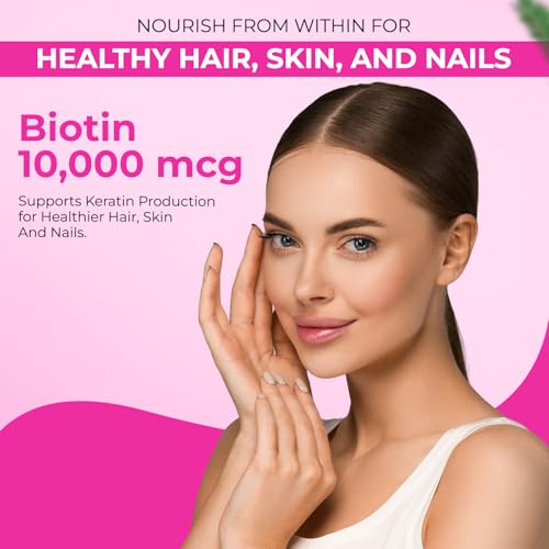 Image of The Body Reserve Biotin 10000mcg 120 Veg Tabs, Biotin Tablets For Hair, Skin & Nails, Hair Vitamins biotin Supplement For Men & Women 4 Month's Supply Pack