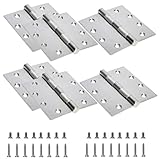 AnvFlik 6-Pack 4.5 inch X 4.5 inch Heavy Duty Commercial Door Hinge with Silent Steel Plain Ball Bearing, Thickness 3 mm Stainless Steel, Square Corners with 48 Screws, Super Bearing Capacity