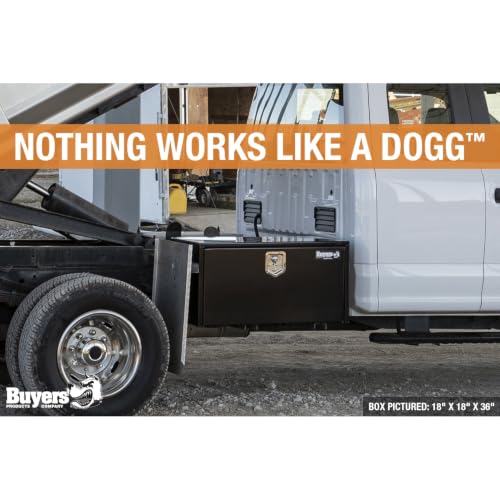 Image of Buyers Products 1703353 Black Steel Underbody Truck Tool Box - 14 x 12 x 30 Inch - Truck Bed & Underbelly RV Storage Box, Locking T-Latch, Weather-Resistant, Heavy-Duty Flatbed Job Box, Made in USA