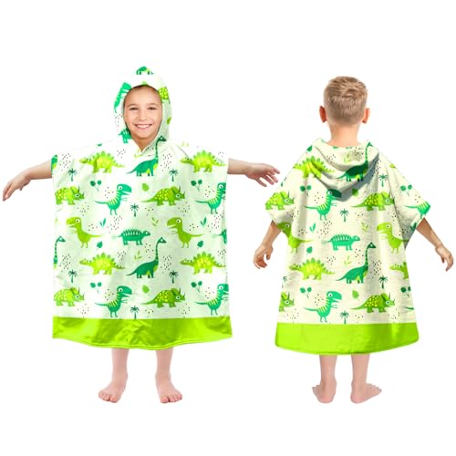 Kids Hooded Beach Towels Wrap for 4-12 Years,Cute Dinosaurs Theme Boys Swim Cover Up for Bathroom?27