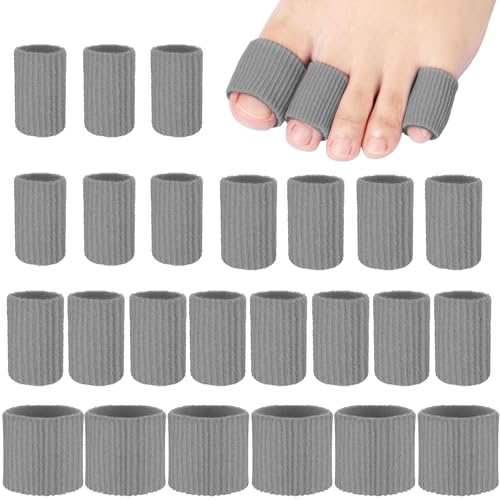 Image of Blulu 24 Pieces Toe Tubes 0.98 Inches Cushion Tube Corn Pads for Toes Sleeves Soft Gel Protectors for Cushions Corns Blisters Calluses 3 Size(Gray,Assorted Sizes)