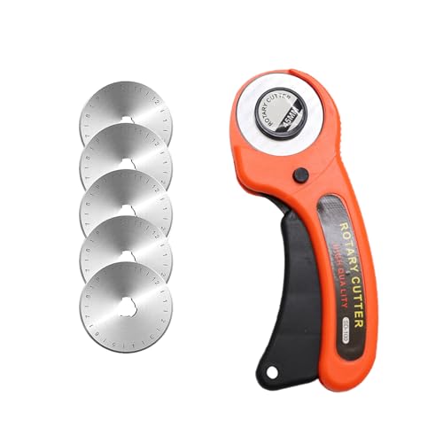 Rotierendes Schneidermesser, 45 mm,Rollschneider Set,Profi Rollmesser mit 5 x Ersatzklingen,Rundklingen Cutter für Abstepp-, Stoff-, Leder-, Näharbeiten & Mehr