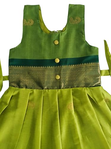 Image of Girls South Indian Traditional pattu Pavadai Tapeta Frock | South Indian Pattu Pavadai Ethnic Wear for Girl | Weddings & Festival