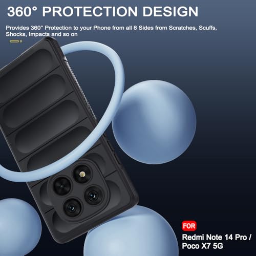 Image of TheGiftKart Liquid Silicon Back Cover Case for Mi Redmi Note 14 Pro /Poco X7 5G | Shockproof Military Grade Protection | Micro-Fibre Cloth On Inner Side | Anti-Slip Grip Back Cover Case (TPU, Black)