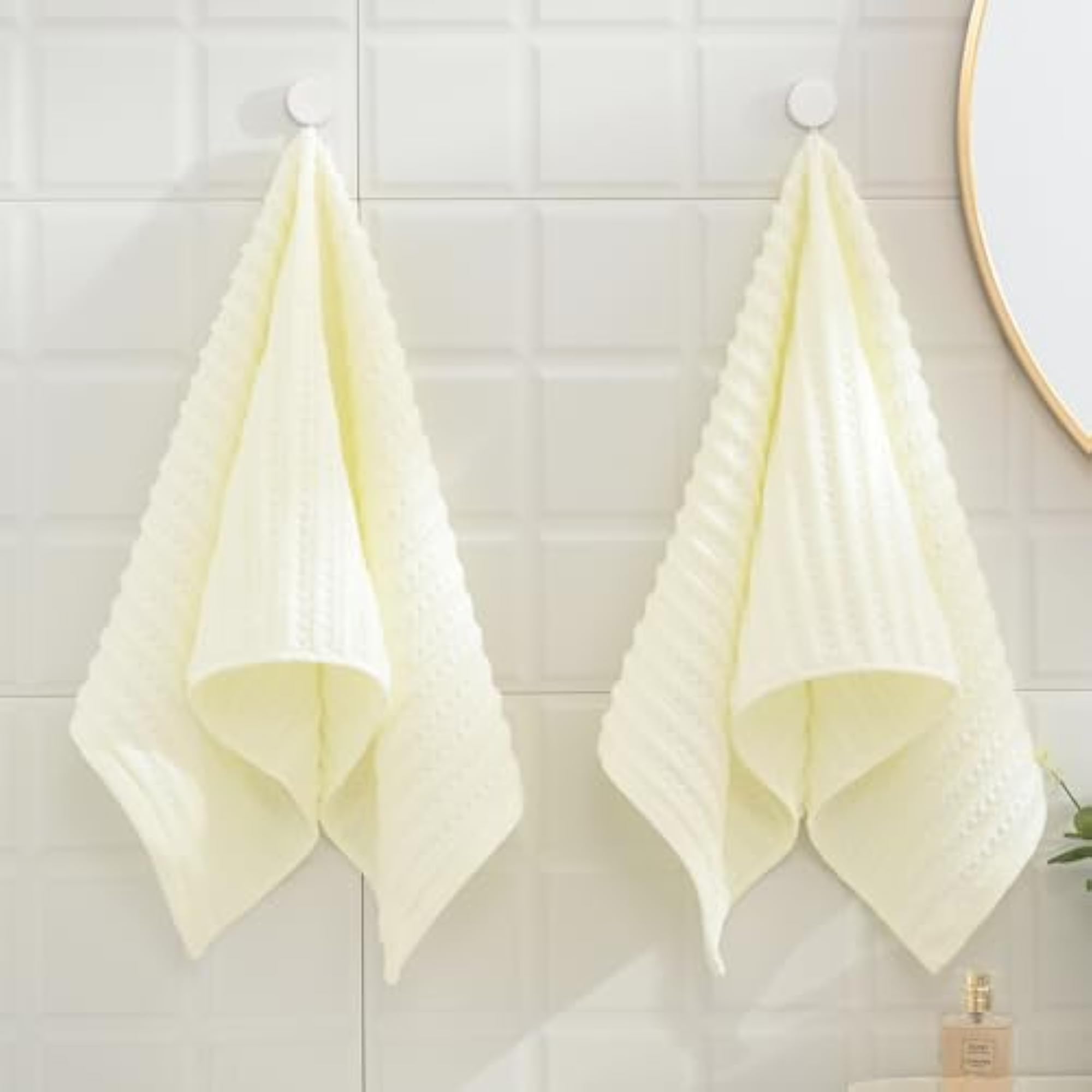Premium 100% Cotton Waffle Weave Hand Towel Set, White
