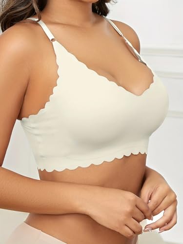 Women's Solid Color Wavy Edge Wireless Bra Stylish Underwear Sexy and Comfortable4