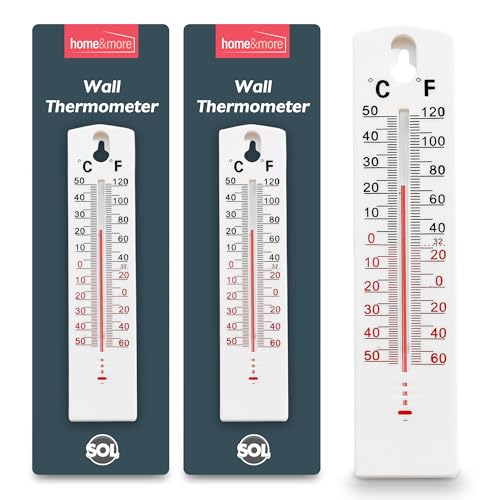 SOL 2pk Room Thermometer Indoor and Outdoor Wall Thermometer Temperature Gauge for Home Garden Greenhouse Shed Clear Scale Easy Read Wall Mount Durable Plastic Household Monitoring