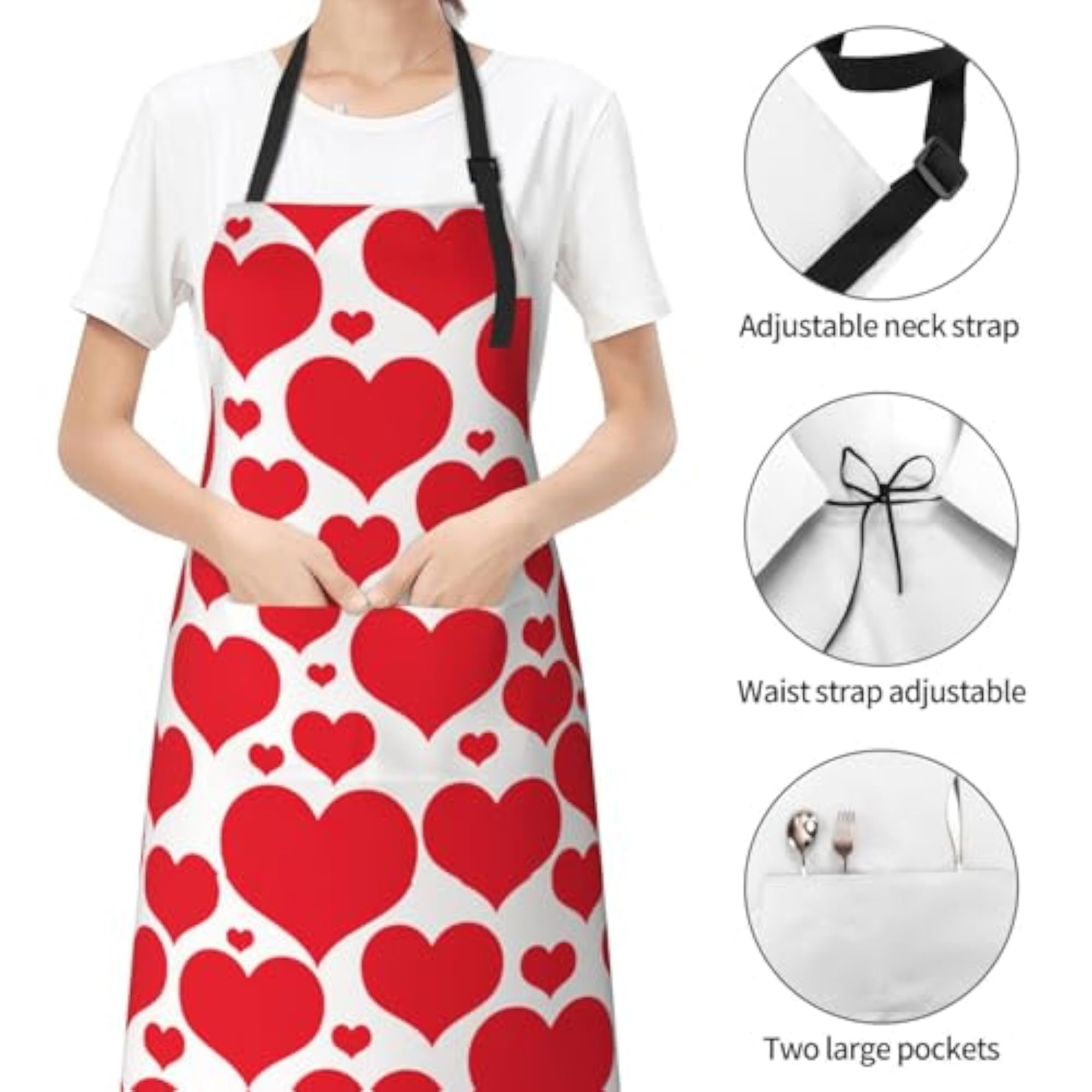 Red Heart Waterproof Apron for Couples