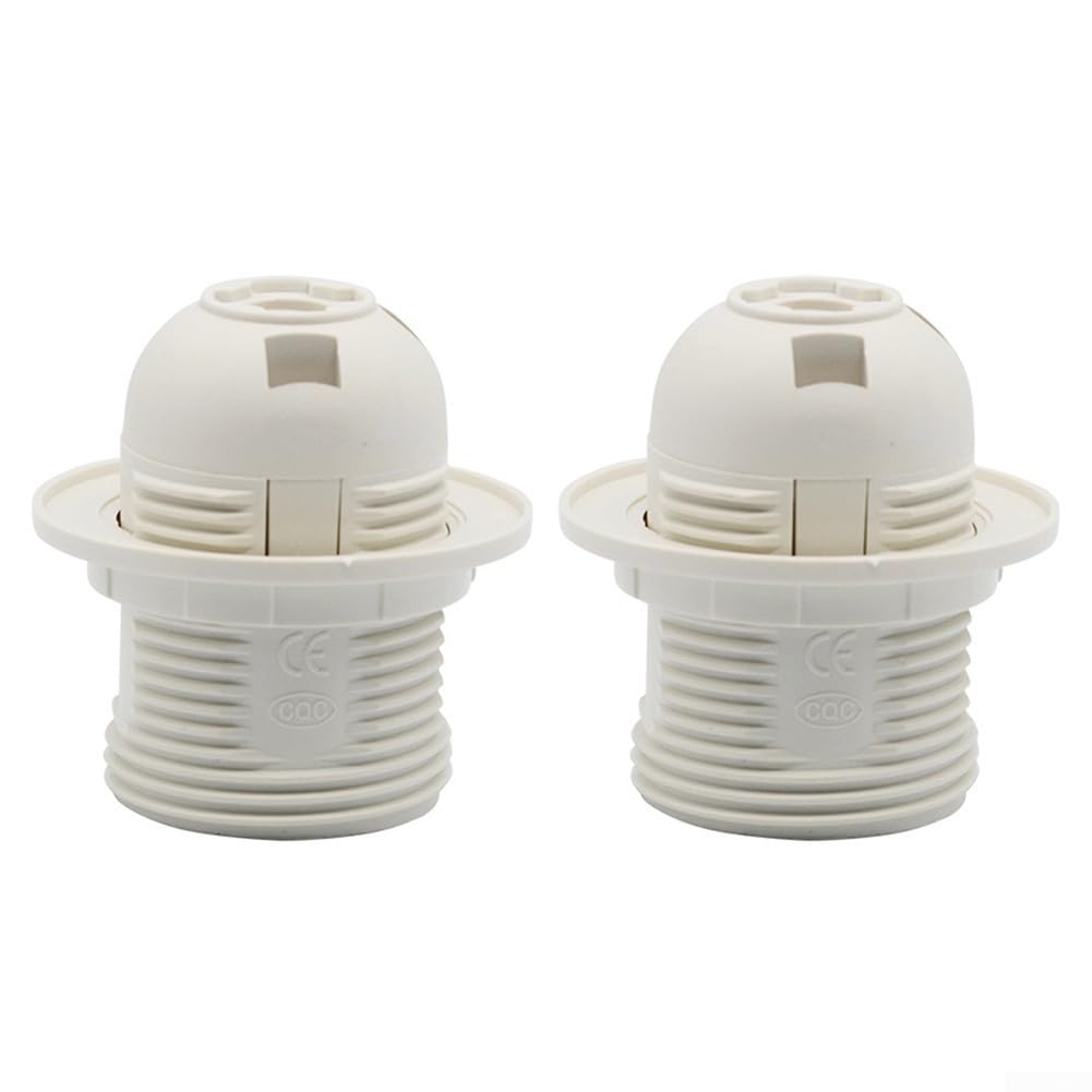 2 Pack E27 Lamp Holder White Plastic Screw Light Socket for Table Pendant Ceiling Lamp Fitting DIY Project Vintage Socket Replacement Accessory