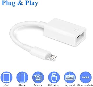 VELLEE Upgraded USB Camera Adapter, USB OTG Cable Adapter Compatible with iPhone/iPad, Support