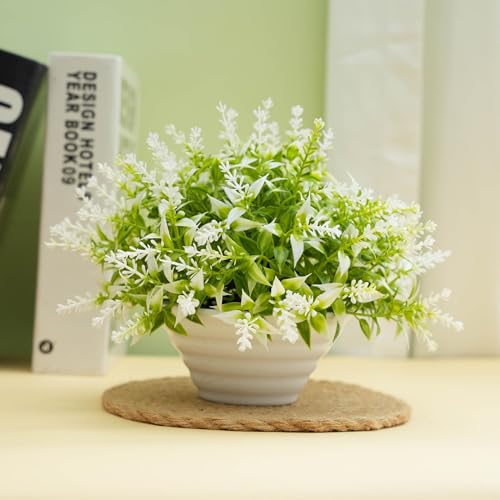 ZYTHSKLO Juego de plantas de simulación de escritorio de plástico artificial en maceta para decoración del hogar