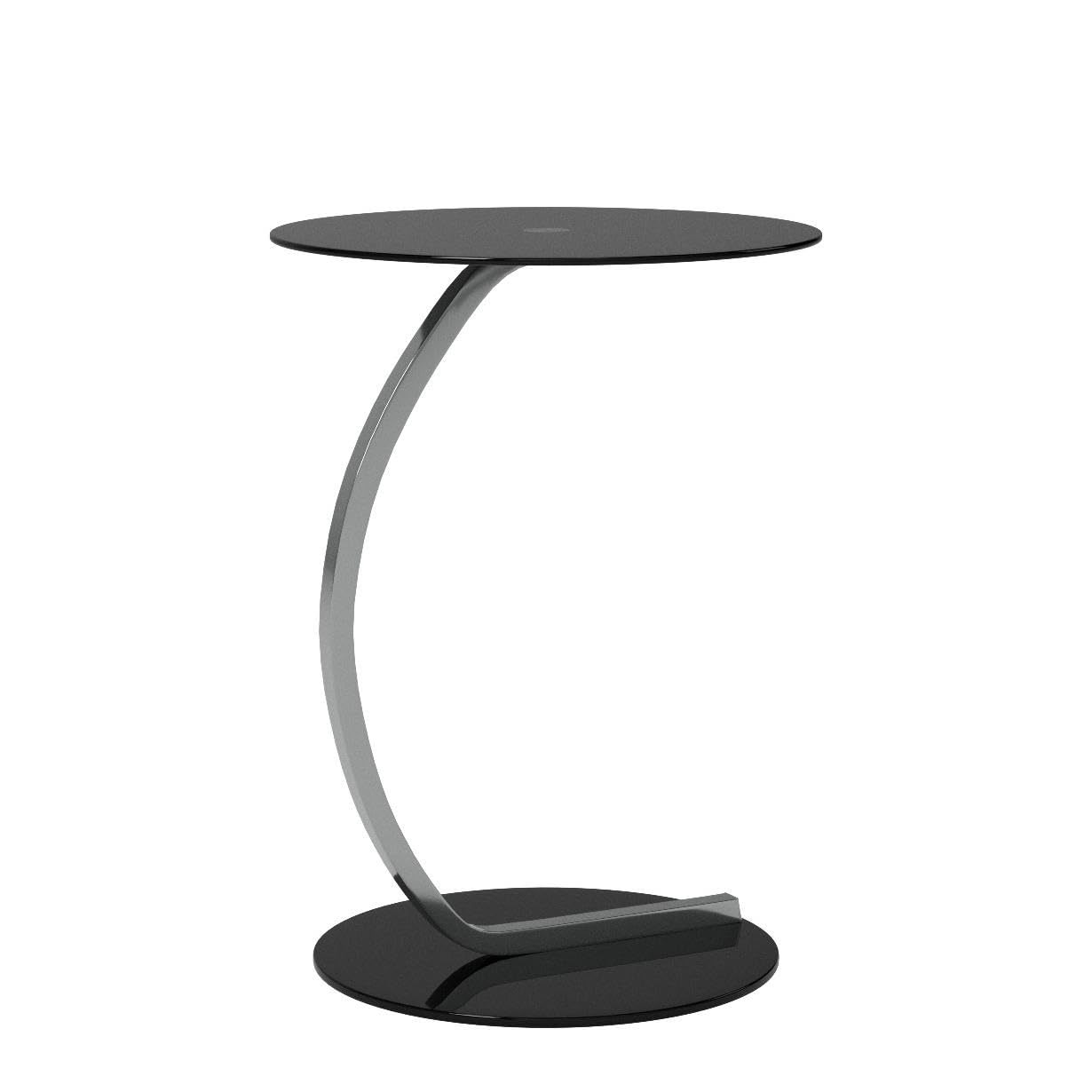 Relaxdays Tavolino, Rotondo, Tavolo per Salotto, da Divano, Design Moderno, Vetro e Acciaio, H x D: 55 x 40 cm, Nero