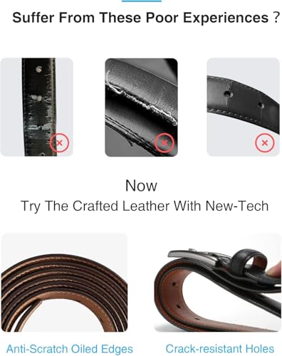 Image of Contacts Men's Genuine Leather Pin Buckle Belt | Leather Belt for Men Classic Designs for Work & Business Casual