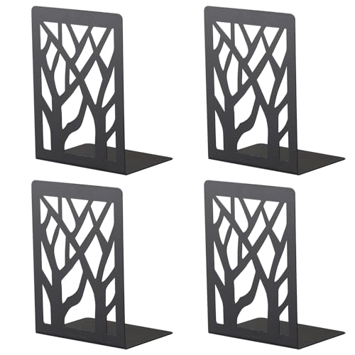 sujeta Libros estanteria - Organizador Libros, Organizador de CD/DVD, estantería Invisible, Juego de 2 Pares en Negro - Sujeta Libros, Soporte Libros, sujetalibros metálicos.