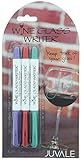 Wine Glass Writer - Drink Marker/Pen - 3 Pack, Metallic Wine Red, Teal, Purple - Holiday Limited Edition by Juvale