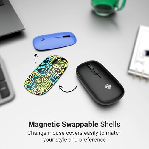 Image of Zebronics Fusion Wireless Mouse, 1200 DPI, Magnetic Swappable Shells, 3 Buttons, USB Nano Receiver, Lightweight, Power Saving Mode, High Precision