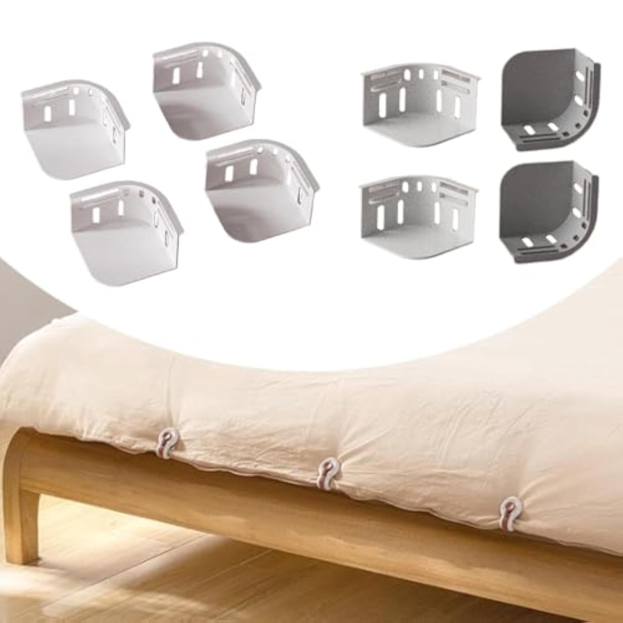 4x Bed Sheet Holder Clips, Easy Installation, White