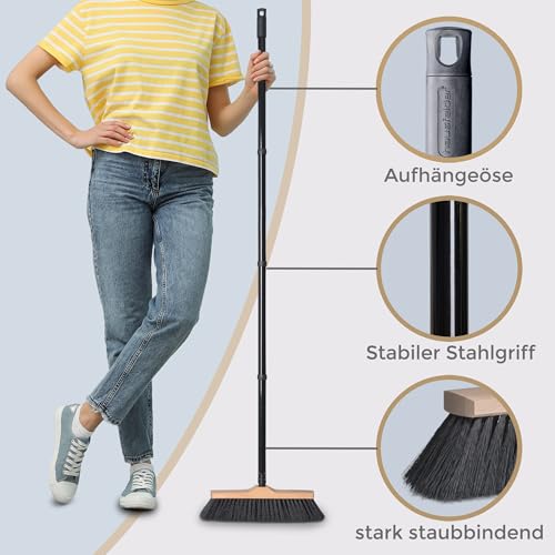 Hausfelder Besen Set. 1 x Zimmerbesen 30 cm, 1 Straßenbesen 40 cm, 1 x Handfeger Set Innen, 1 x Handfeger Set Außen (30cm Besen + Handfeger Indoor/Outdoor) – Bild 4