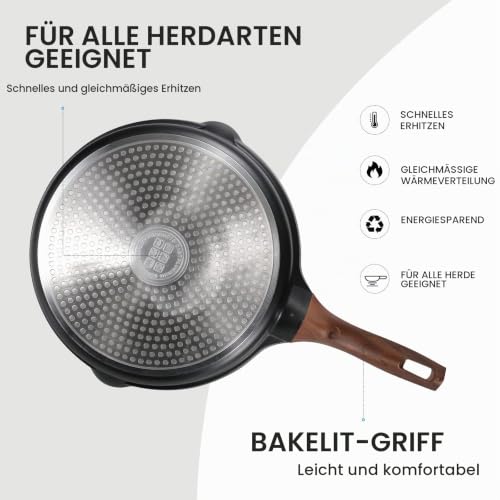 ZUOFENG Antihaft Pfanne Bratpfanne Beschichtet 24cm, Granit Pfannen Nonstick Frying Pan, Beschichtete Pfanne Für Gasherd Induktion – Ansicht 3