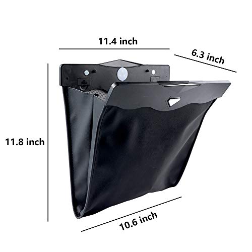 XSUPER Hanging Car Trash Can with Smart LED, Magnetic and Waterproof PU Leather Car Trash Bag, Multipurpose Garbage Can for Back Seat with 15 PCS Disposable Rubbish Bags, Black