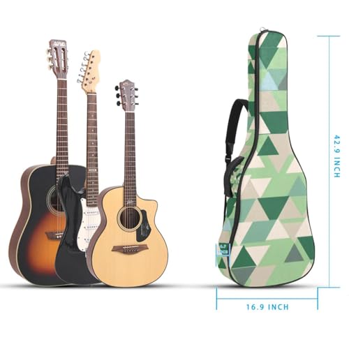Étui guitare acoustique universel 101-104 cm imperméable à motif triangle vert géométrique - 5