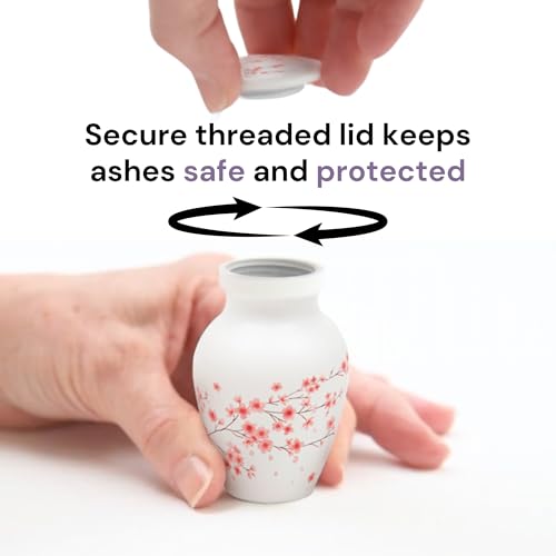 Image of Cremation Urns for Human Ashes Adult Female | Human Urn for Ashes for Women | Decorative for Cremation, Funeral, Burial, Home | Handcrafted Keepsake - Cherry Blossom