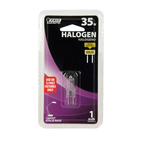 Feit Electric 35W T4 Halogen Light Bulb, Clear Quartz, 120V, 3000K Warm White, 450 Lumens, Dimmable, Bi-Pin Base, Under Cabinet, Desk Lamp, Enclosed Fixture Use, 2,000-Hour Lifetime, BPQ35T4/RP