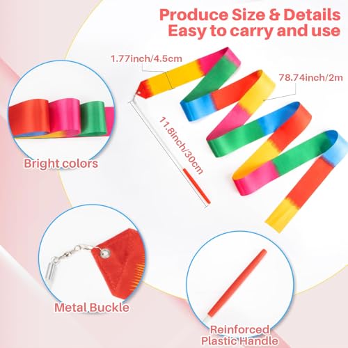 image for RAINFLOW 10PCS Dance Ribbons - Gymnastics Wand, Ribbon Dancer Stick fo