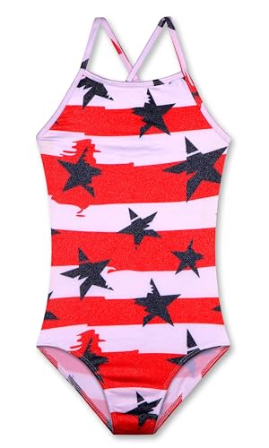 Image of LUOUSE Swimwear for Girls Swimsuits Quick Dry Cross-Back Adjustable Strap Bathing Suit for Kids 2-13 Years
