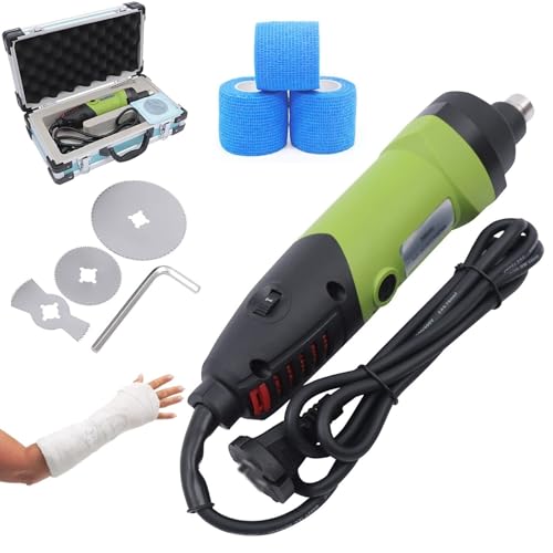 Sega elettrica per gesso, sega per rimozione gesso, sega oscillante per gesso ortopedico con 3 lame, 3 bende, 6 velocità regolabili, 12500 giri/min, silenziosa(Green)