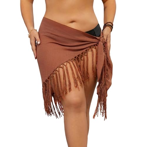 YROHGKPN Women Swim Sarongs Beach Covers Up Tassels Swimsuit Wrap Skirts Stylish Skirt Short Women Tassels Cover Up