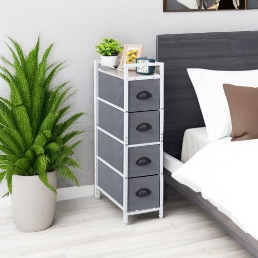 HAITRAL Narrow Dresser - 4 Drawers Slim Fabric Storage Cabinet - Vertical Standing Storage Chest - Gaps Tower Organizer with Removable Drawers and Wooden top for Laundry,Closet,Living Room,Entryway - Image 2