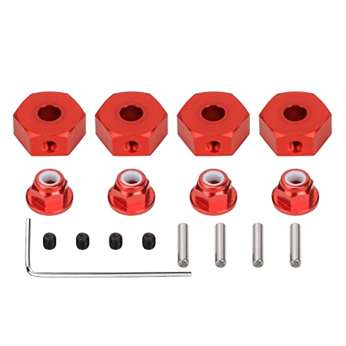 RCAWD Aleación 14mm Rueda Hex Hub Adaptador/M4 dentado tuerca de bloqueo para 1-10 ARRMA 3s y Mega550 Vorteks Senton Granite Big Rock mejorada parte 4pcs/set (rojo) Cover
