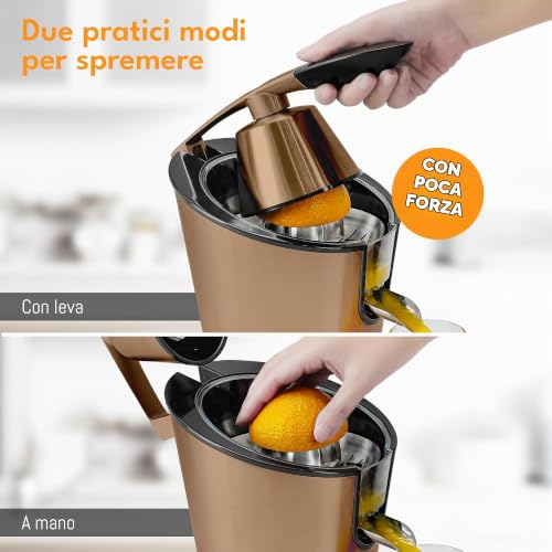 Quinta immagine LEBENLANG Spremiagrumi elettrico 600W - Cono in acciaio inox & senza BPA