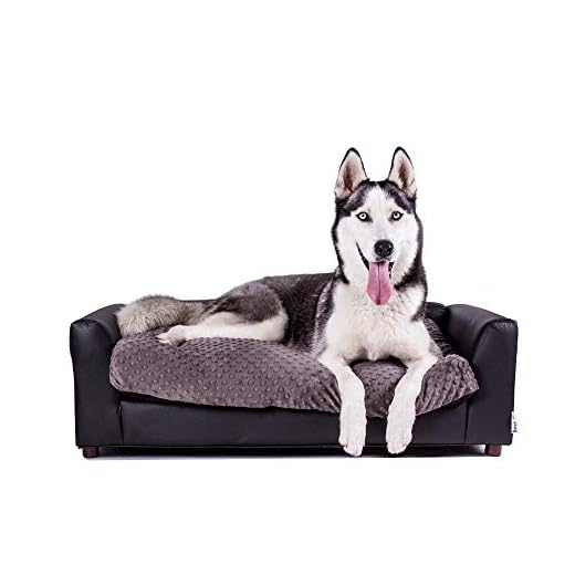 Keet Fluffy Deluxe Pet Bed, Charcoal, Large (40x23x13)