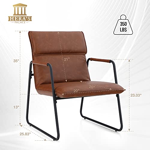 Hera's Palace Modern Accent Chair, Living Room Chairs With Arms, Mid Century Sitting Chair, Comfortable And Sturdy, Lounge Chair With Metal Leg For Bedroom, Living Room, Office (Brown) #TOP4