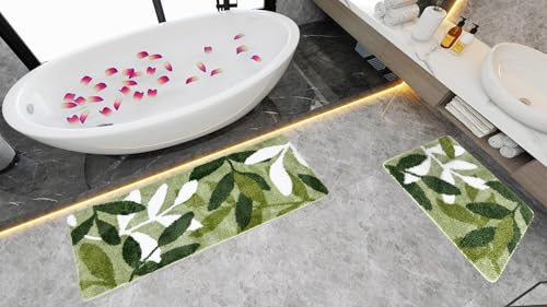 ZebraSmile Bathroom Runner Rug 17.5"x47" Long Bath Mat Non Slip, Sage Green by ZebraSmile - Used condition - Image 9