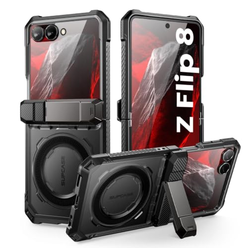 SUPCASE for Samsung Galaxy Z Flip 8 Case, Support MagSafe, Hinge Protection, (Unicorn Beetle Grip) Full Body Military-Grade Magnetic Cover with Kickstand & Front Screen Protector, Black