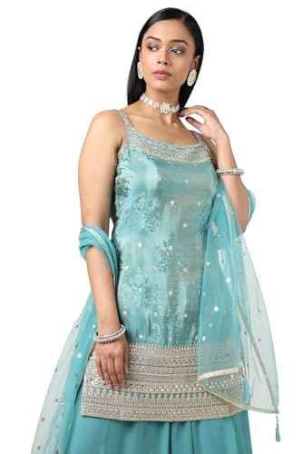 Image of Soch Womens Tissue Embroidered Suit Set With Sequins