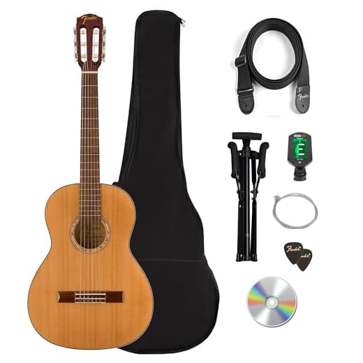 Fender FA-15N 3/4-Size Nylon String Acoustic Guitar Starter Kit for Beginners with Gig Bag, Stand, Nylon Strings, Tuner, Strap, Picks, and Austin Bazaar Instructional DVD