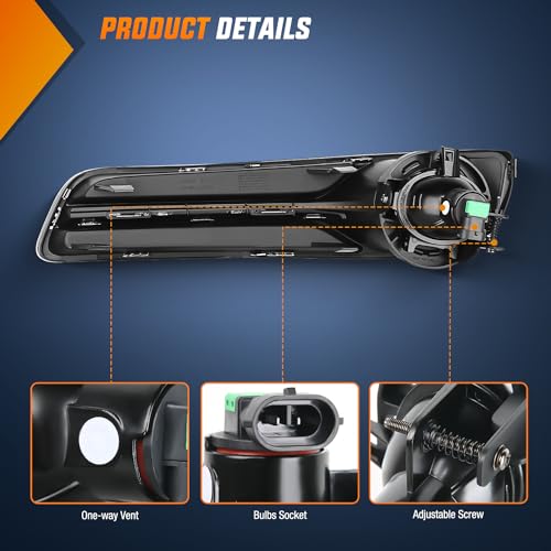 Image of Nilight Fog Light Assembly Compatible with 2011 2012 2013 2014 Chrysler 300 | Bumper Driving Lamps with Projector Lens and H11 12V 55W Halogen Bulbs Driver Side and Passenger Side