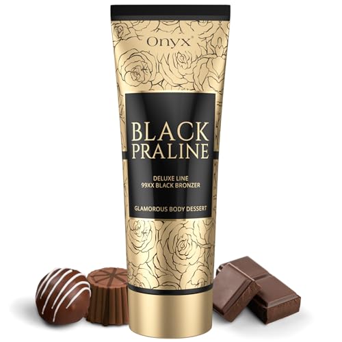 Onyx Black Praline Doble Loción Bronceadora – Bronceador Negro Avanzado para Cuerpo – Fórmula Deluxe Hidratante con Efecto Oscuro Uniforme y Sin Tono Naranja