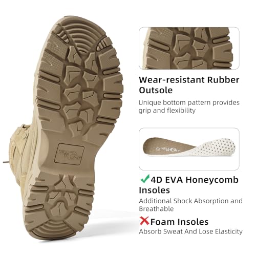 Yellowolf Women'S Lightweight Tactical Combat Boots Military Work Boots For Women 6 Inch Army Desert Boots,Tan 9 thumb #3