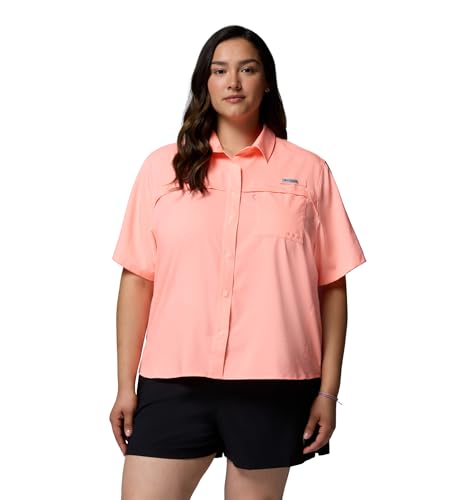 Columbia Women's PFG Castback Woven Short Sleeve, Tiki Pink, X-Large - image 5