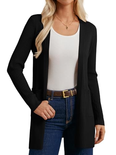GRACE KARIN Fall Long Cardigans for Women 2025, Open Front Long Sleeve Sweaters, Early Fall Fashion Outfits