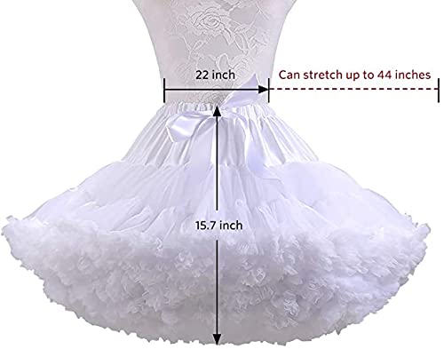 Lowime Women's A Line Ruffle Tutu Petticoats Candy Color Puff Crinoline White #TOP4