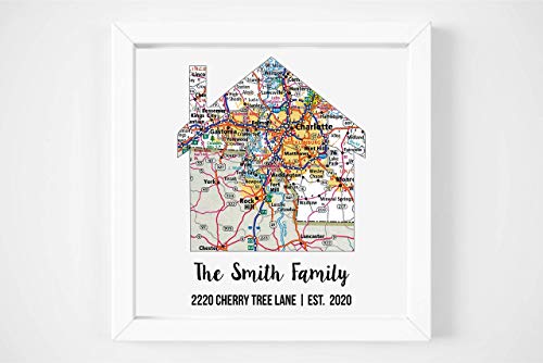 New Home Gift Housewarming Gift Map Art Gift Family Established Sign Last Name Art Family Art Framed Art Gift For New Home Realtor Gift #TOP2