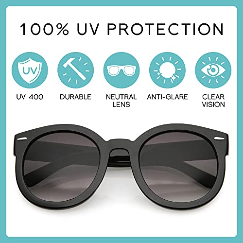 Image of zeroUV - Round Retro Oversized Sunglasses for Women with Colored Mirror and Neutral Lens 53mm