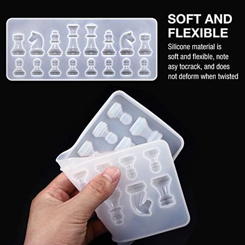 2 Pieces Chess Silicone Mold Epoxy Resin Craft Mold Chess Shape Resin Mold Chocolate Candy Jewelry Artcraft Mold for DIY Making Projects Supplies